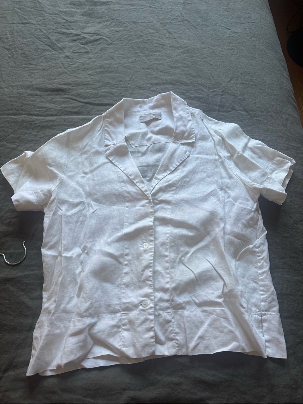 White Linen Everlane Short Sleeve Button Up